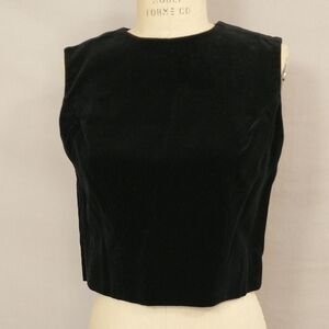 Vintage 50s Black Velvet Crop Top See Measurements Party Blouse Evening